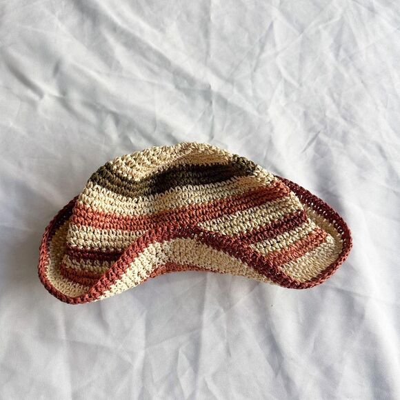 Zara Crochet Bucket Hat in Tan, Orange, Green and Burgundy - Picture 2 of 8